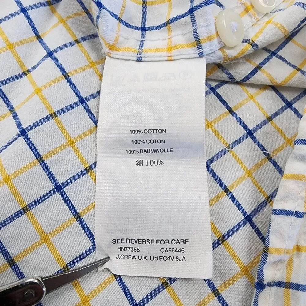 J Crew Shirt Mens Slim XL Gingham Plaid Long Sleeve Casual Button Down Preppy
